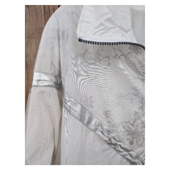 Vintage Slade Track Jacket White/Metallic Silver Floral Sz M - Picture 3 of 12